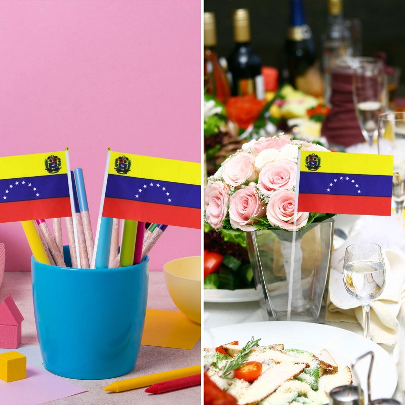 mflagperft Venezuela Flag Venezuelan Flag, Small Mini Handheld Venezuela Flags on Stick, Ideal for Party Parades Sports Events Patriotic Festival Decorations - Image 5